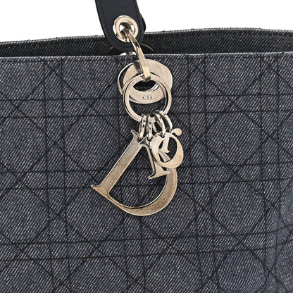 Christian Dior Denim Cannage Lady Dior Shopper Tote Blue 10 of 14