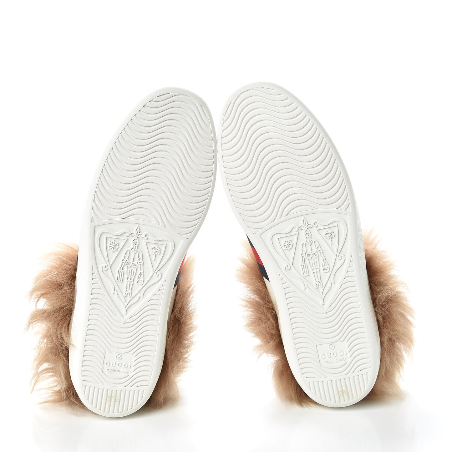 Calfskin Wool Web Bee Embroidered Womens Ace Sneakers 37.5 White