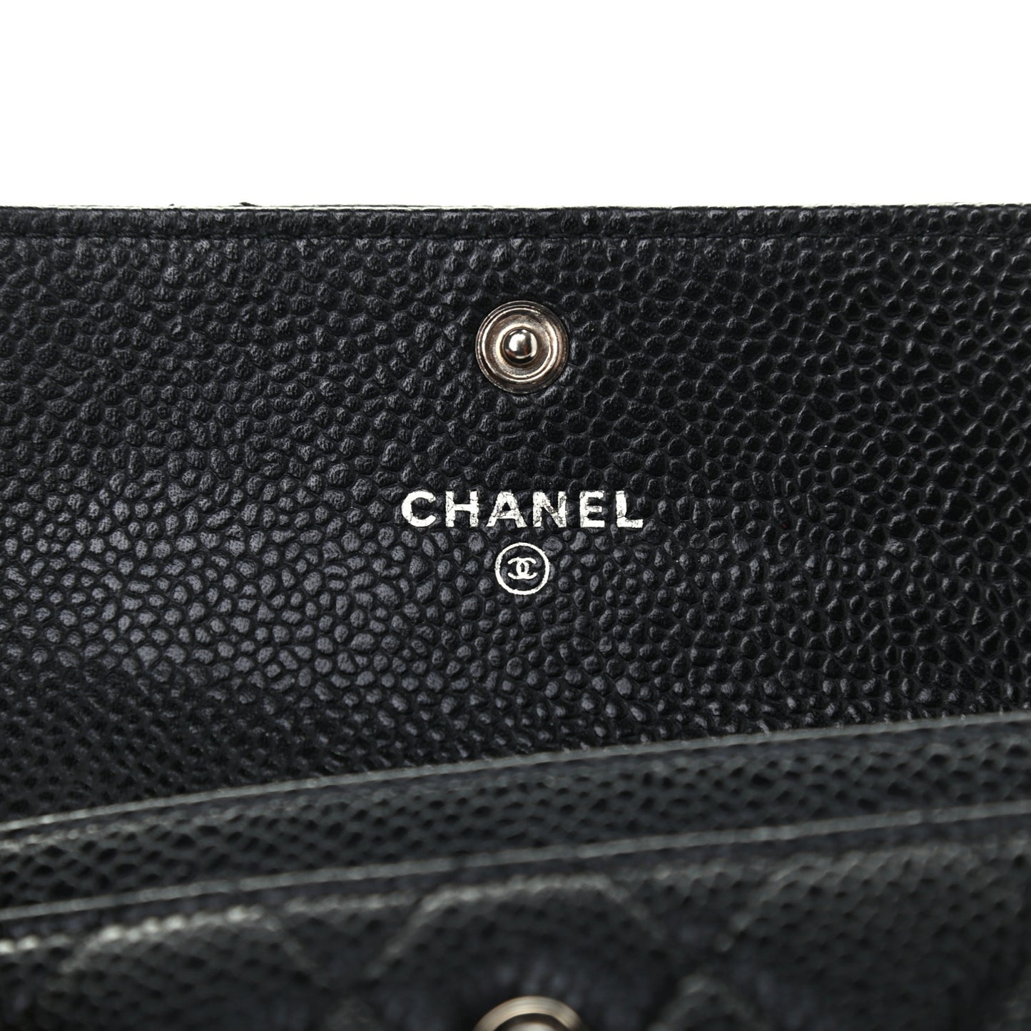 Caviar Quilted Flap Card Holder Black