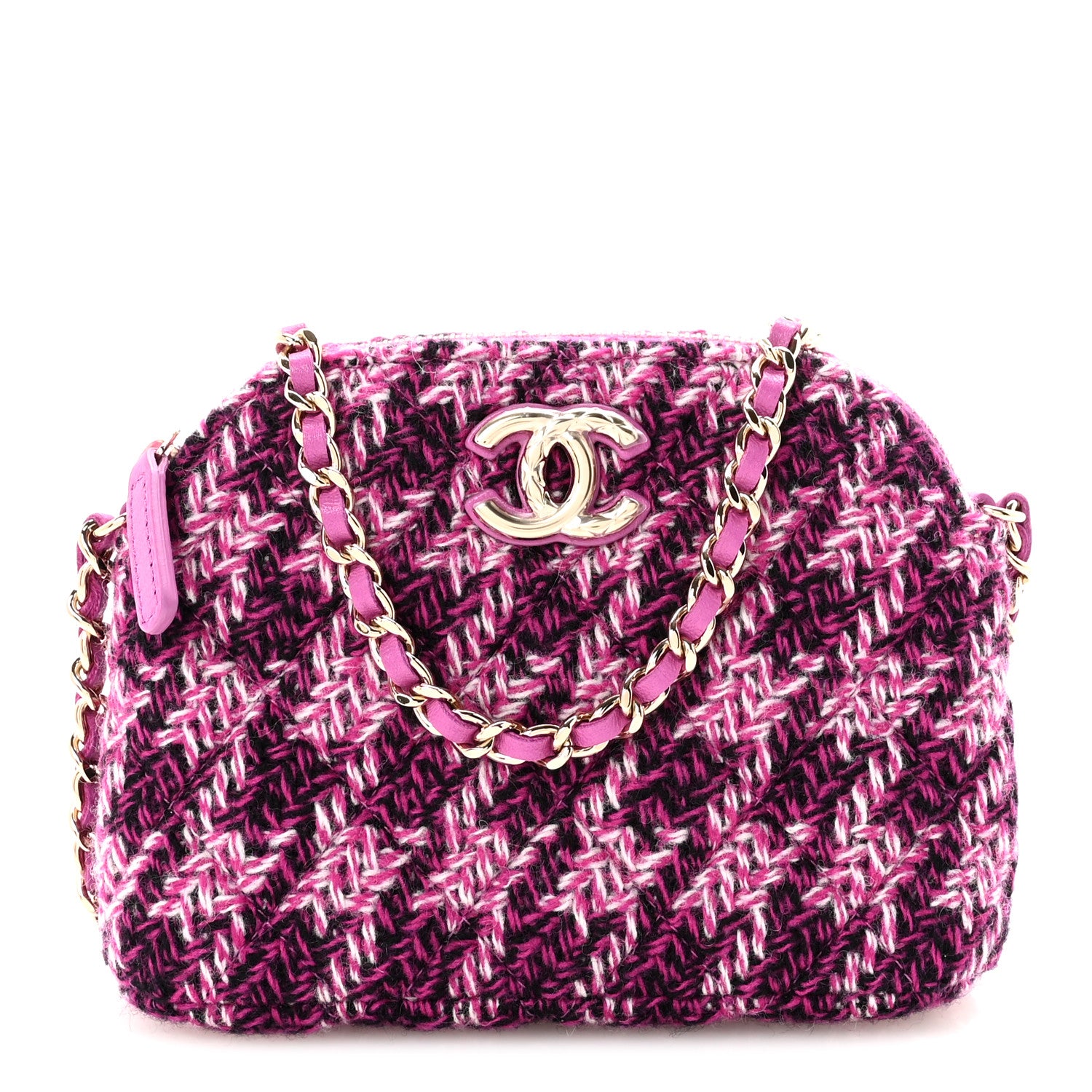 Chanel Tweed Quilted Mini Clutch With Chain Purple 1 of 11