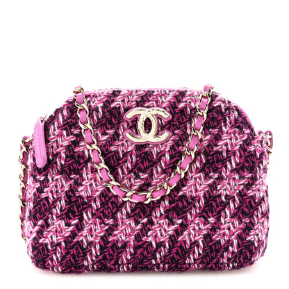 Chanel Tweed Quilted Mini Clutch With Chain Purple 1 of 11