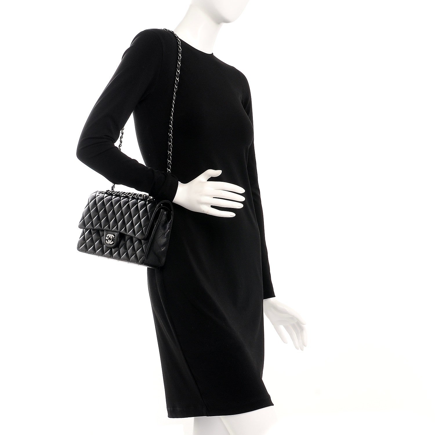 Chanel Lambskin Quilted Medium Double Flap Black 2 of 8