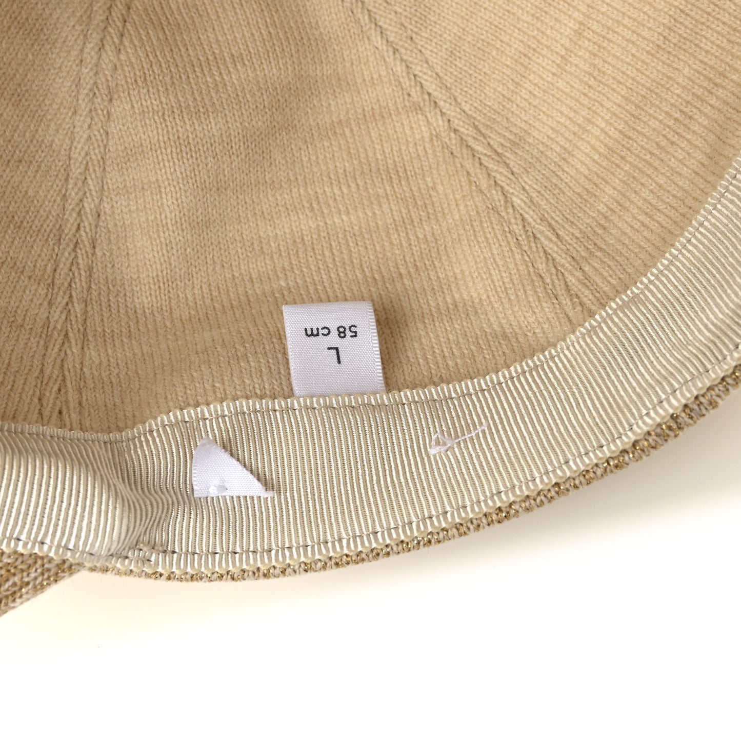Wool Lame Double G Crystal Baseball Hat L Beige
