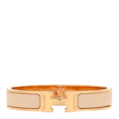 Hermes Enamel Narrow Clic Clac H Bracelet PM Beige Rose 1 of 5
