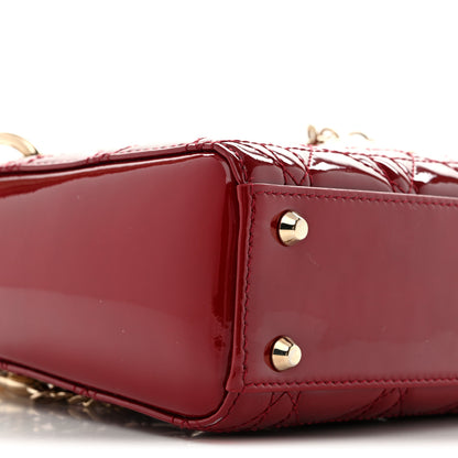 Christian Dior Patent Cannage Mini Lady Dior Red 9 of 13