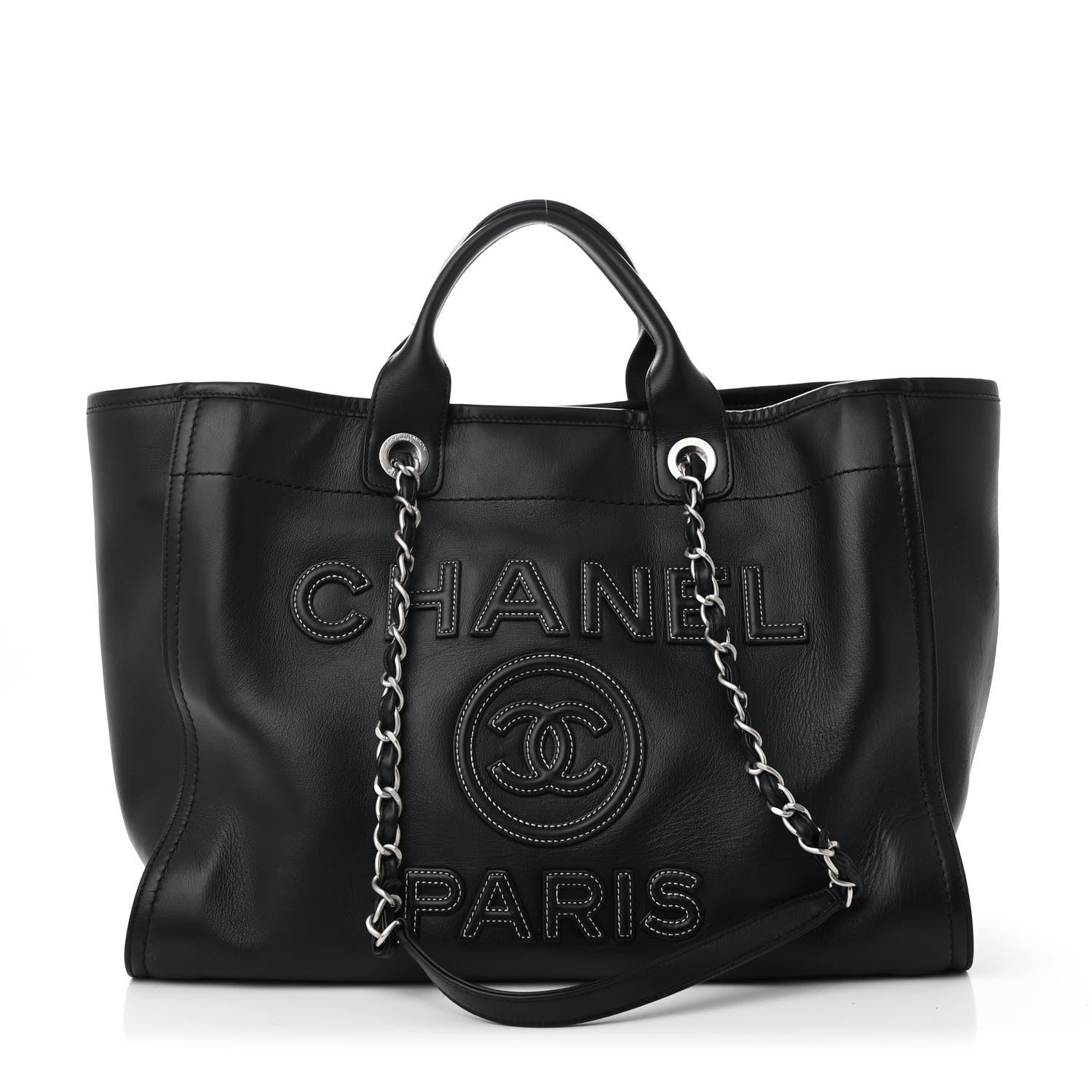 Chanel Calfskin Medium Deauville Tote Black 1 of 13