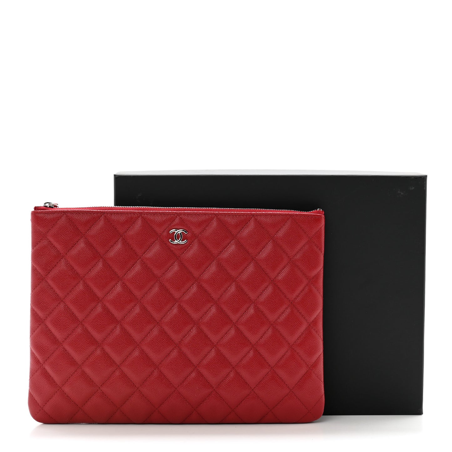 Caviar Quilted Medium Cosmetic Case Red