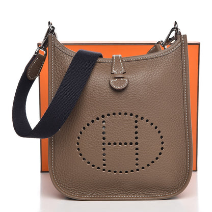 Hermes Taurillon Clemence Amazone Evelyne TPM Etoupe Bleu Indigo 8 of 8