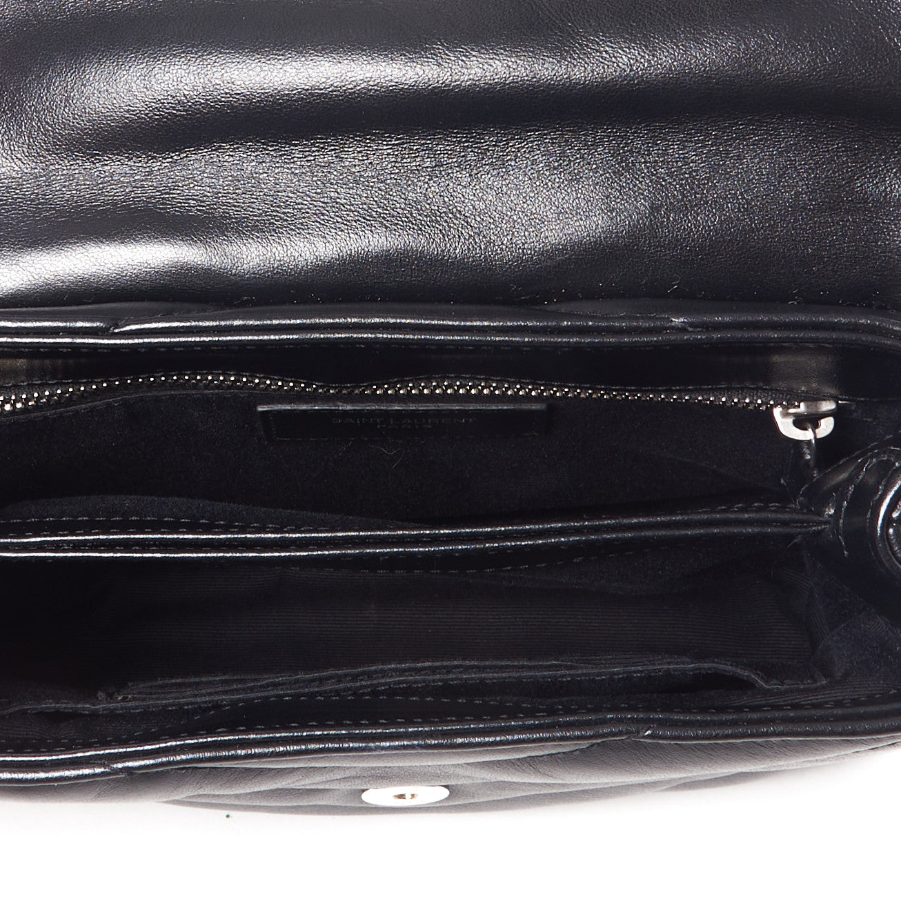 Calfskin Y Quilted Monogram Toy Loulou Crossbody Bag Black