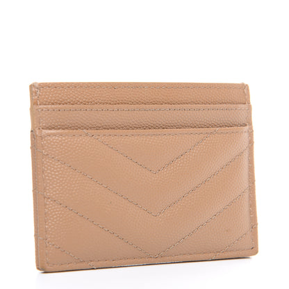 Saint Laurent Grain De Poudre Matelasse Chevron Monogram Credit Card Case Cork 2 of 6