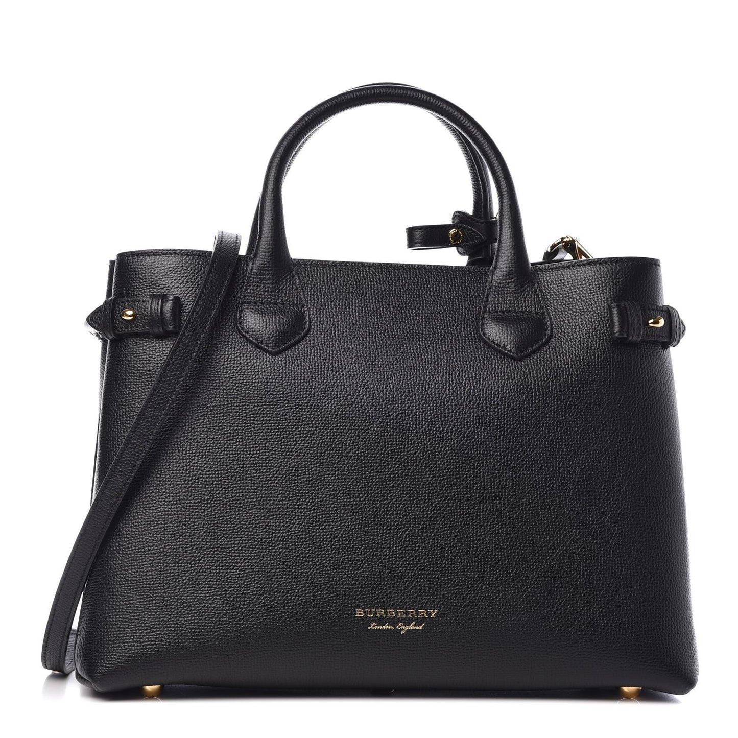 Grainy Calfskin House Check Medium Banner Tote Black