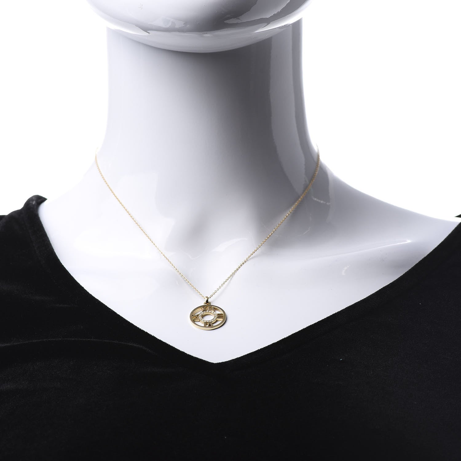 Tiffany 18K Yellow Gold Diamond Small Atlas Open Pendant Necklace 2 of 6