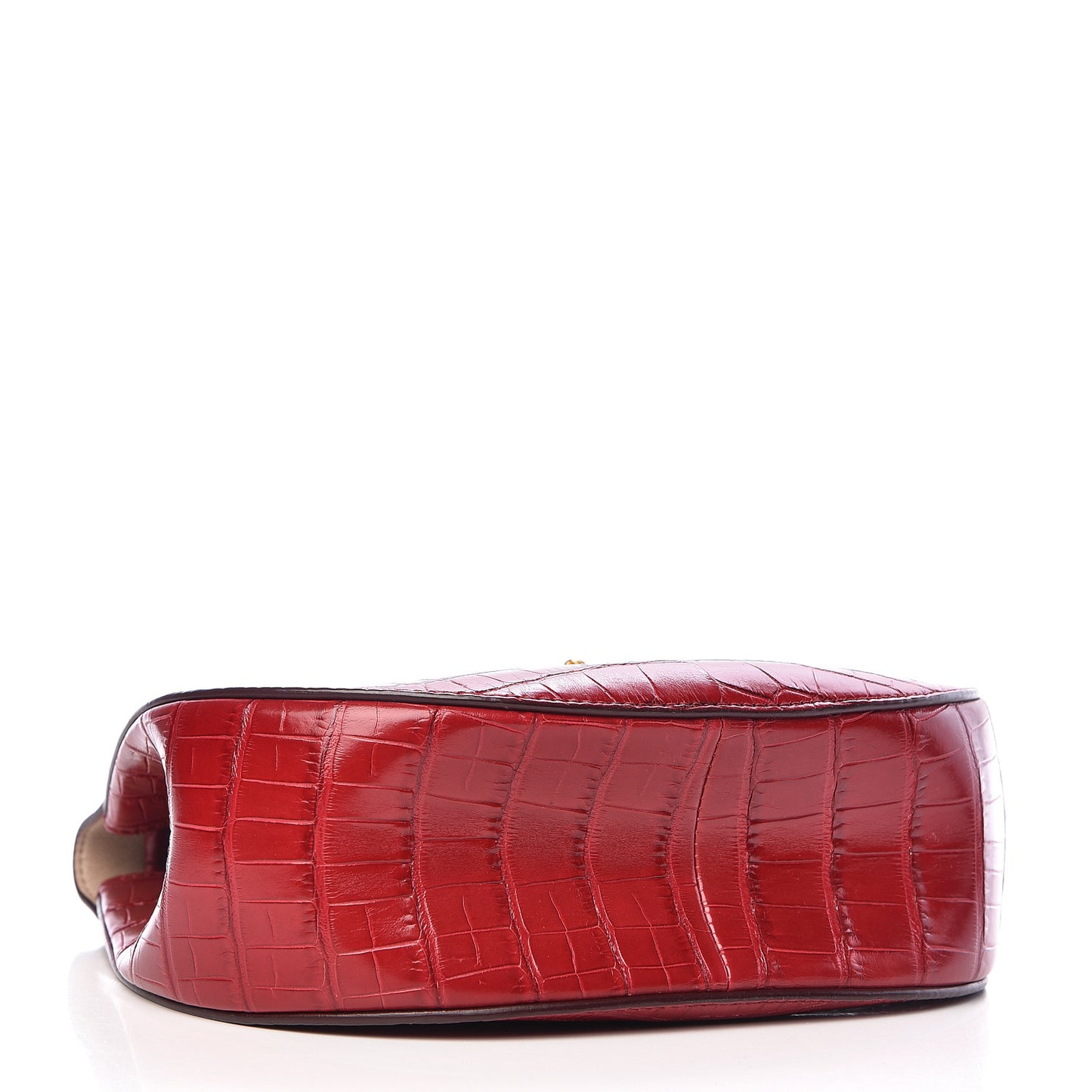 Alligator Calfskin Embossed Drew Shoulder Bag Red