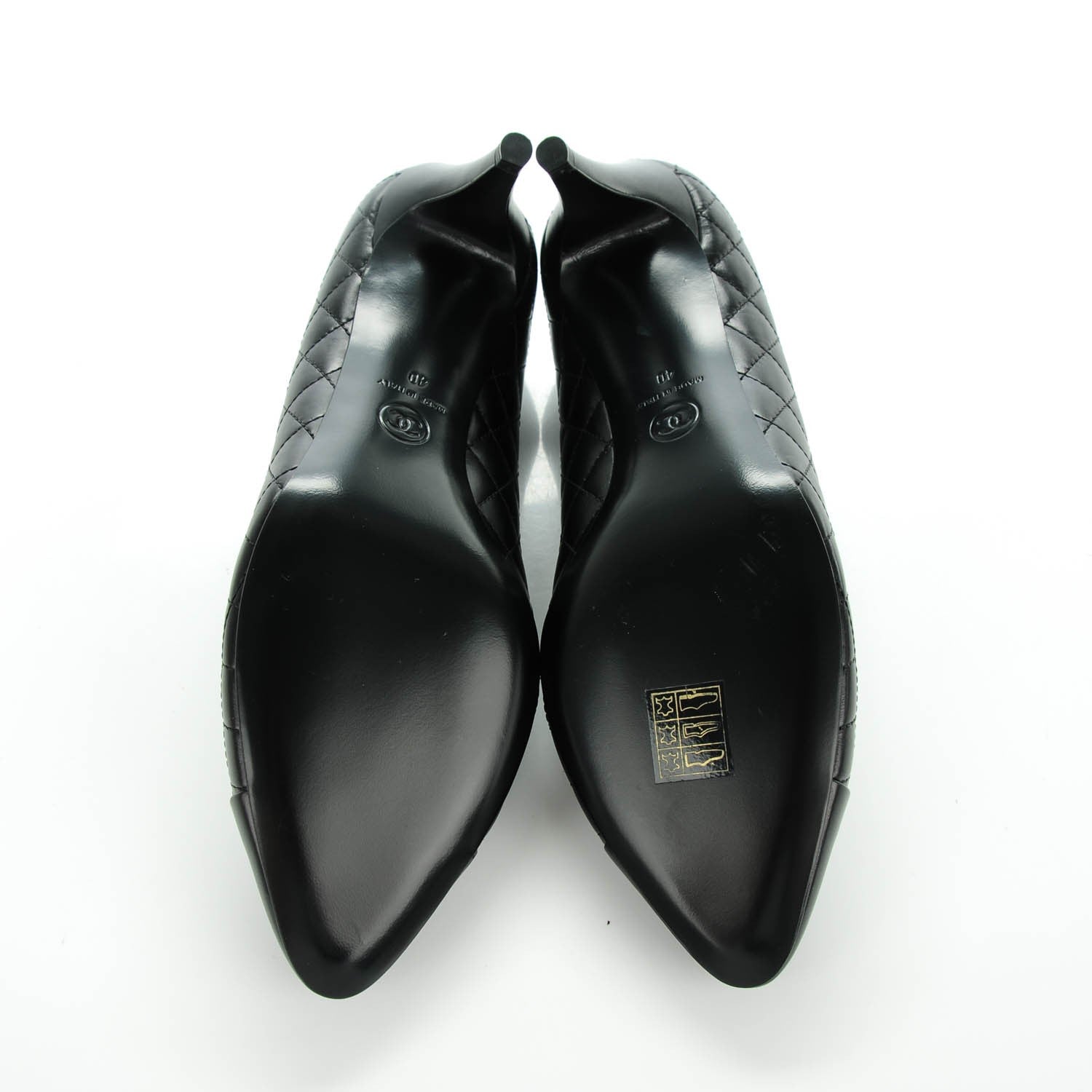Chanel Lambskin Quilted Cap Toe Camellia Pumps 40 Black 7 of 8