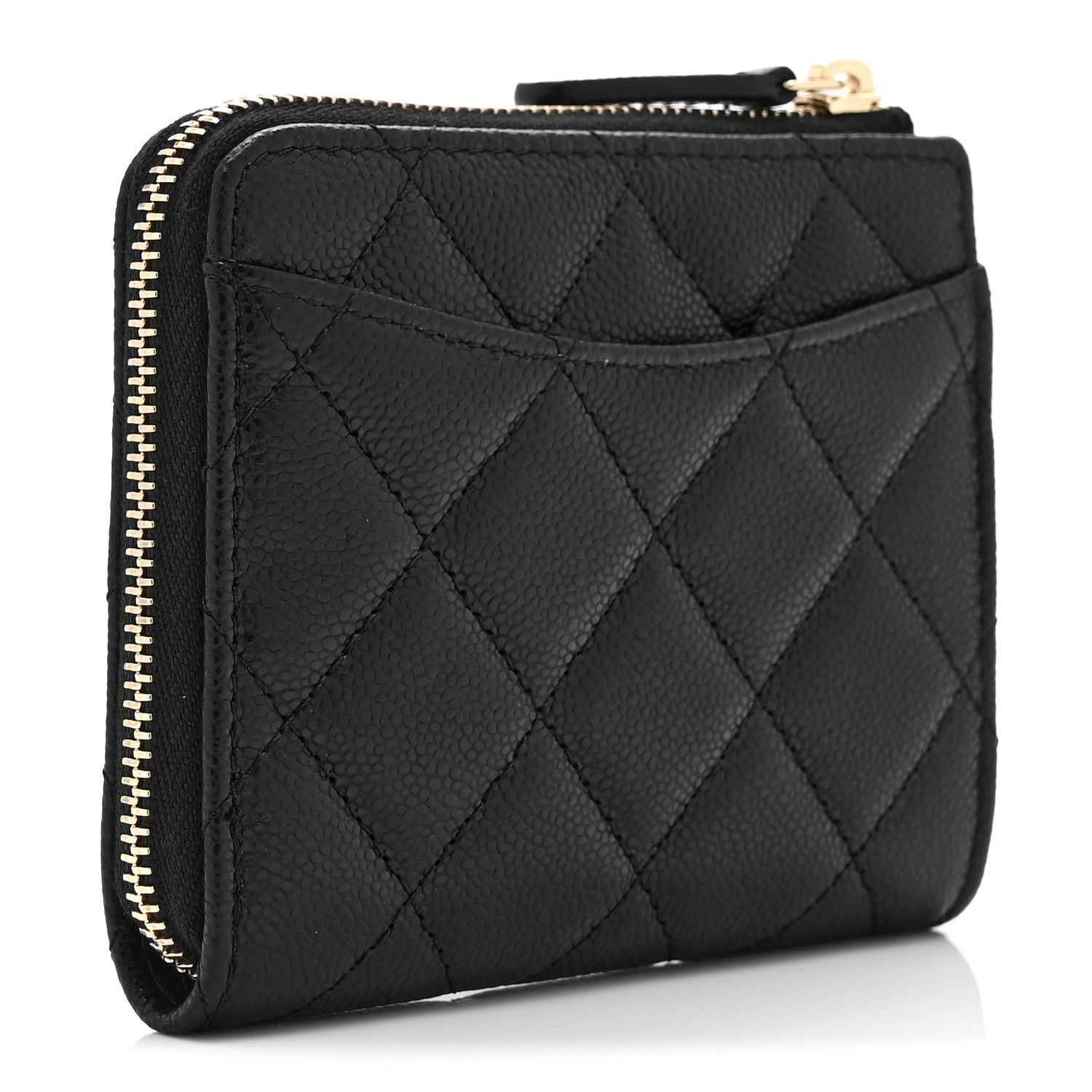 Chanel Caviar Quilted CC Zip Around Card Holder Wallet Black 3 of 10