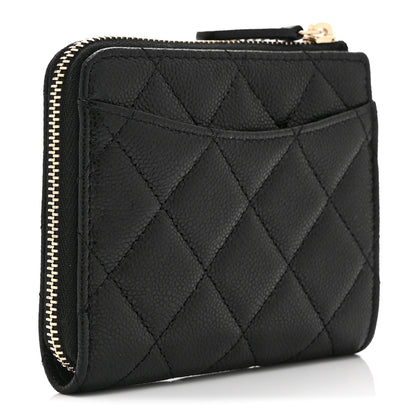 Chanel Caviar Quilted CC Zip Around Card Holder Wallet Black 3 of 10