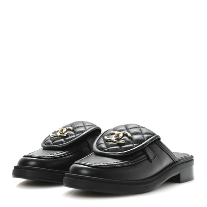 Chanel Lambskin Quilted CC Turnlock Mules 36.5 Black 4 of 9