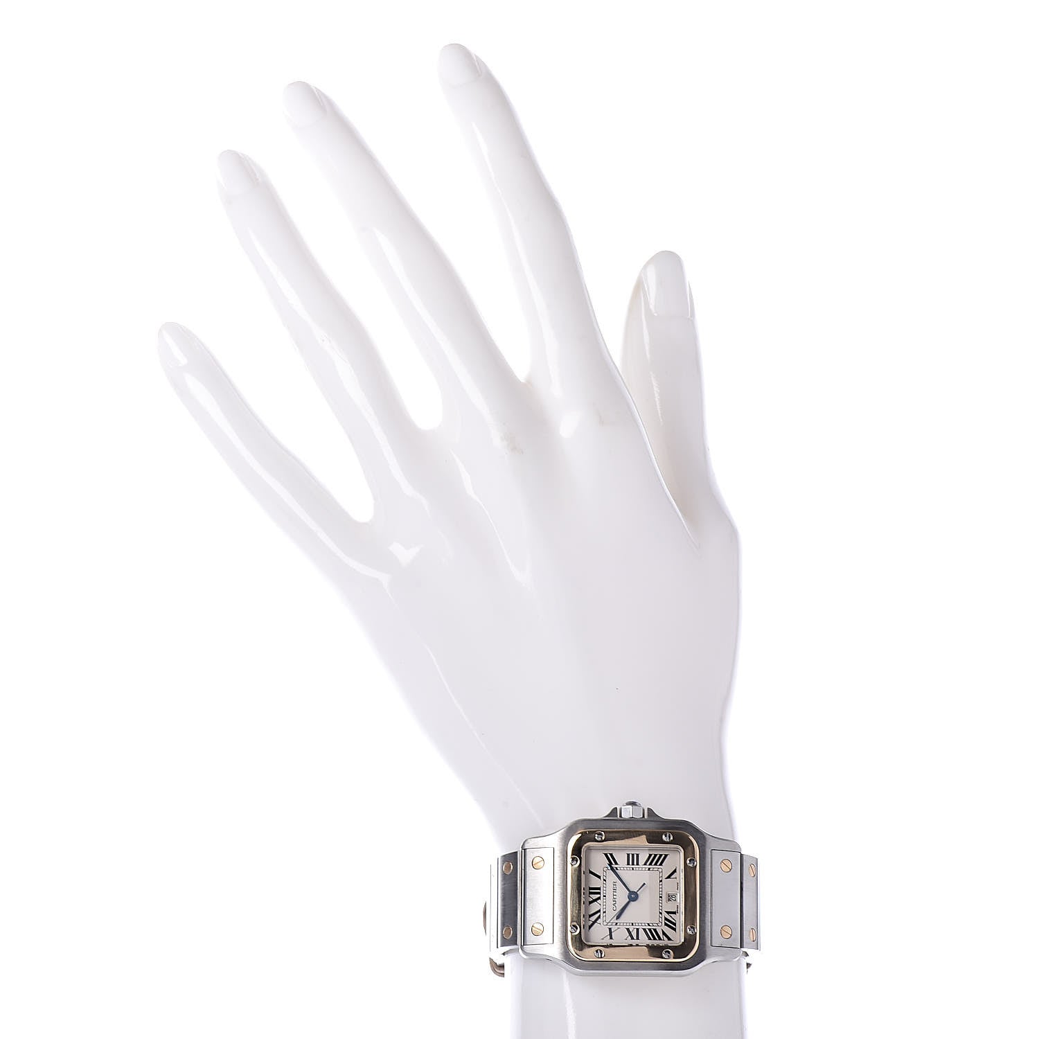 Cartier Stainless Steel 18K Yellow Gold 29mm Santos De Galbee Quartz Watch 2 of 6