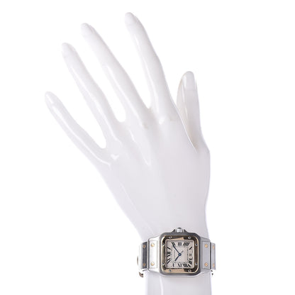 Cartier Stainless Steel 18K Yellow Gold 29mm Santos De Galbee Quartz Watch 2 of 6