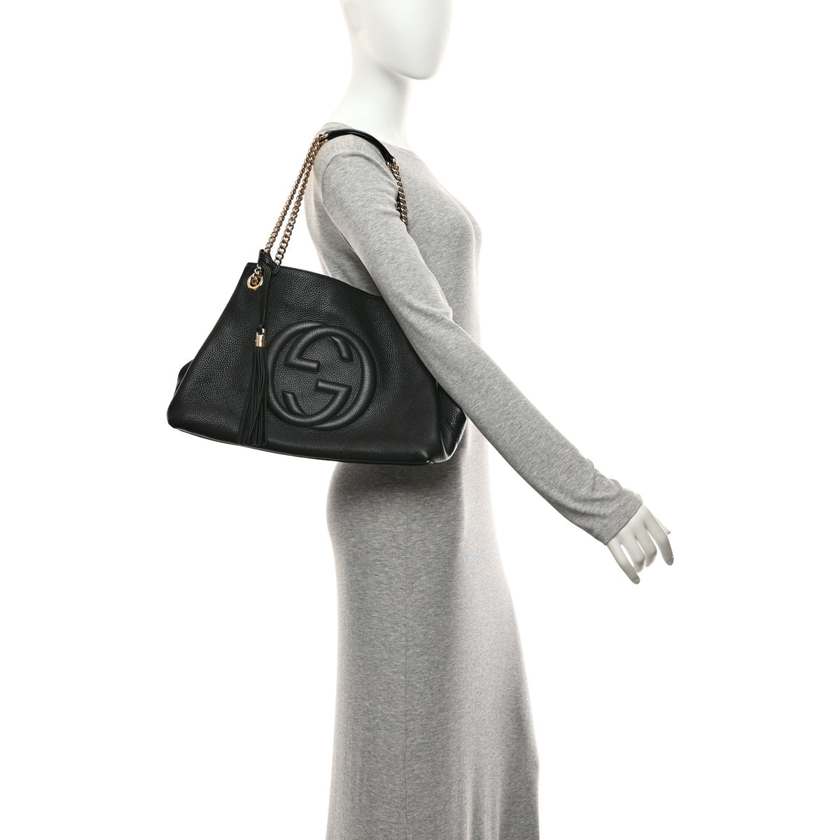 Gucci Pebbled Calfskin Medium Soho Chain Shoulder Bag Black 2 of 11
