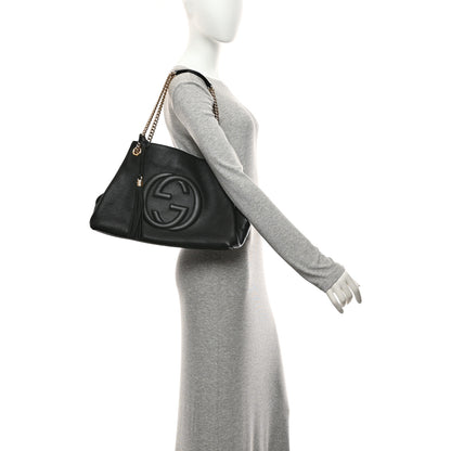 Gucci Pebbled Calfskin Medium Soho Chain Shoulder Bag Black 2 of 11