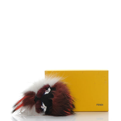 Fendi Mink Fox Rabbit Fur Juju Monster Bag Bug Charm Dark Red 4 of 4