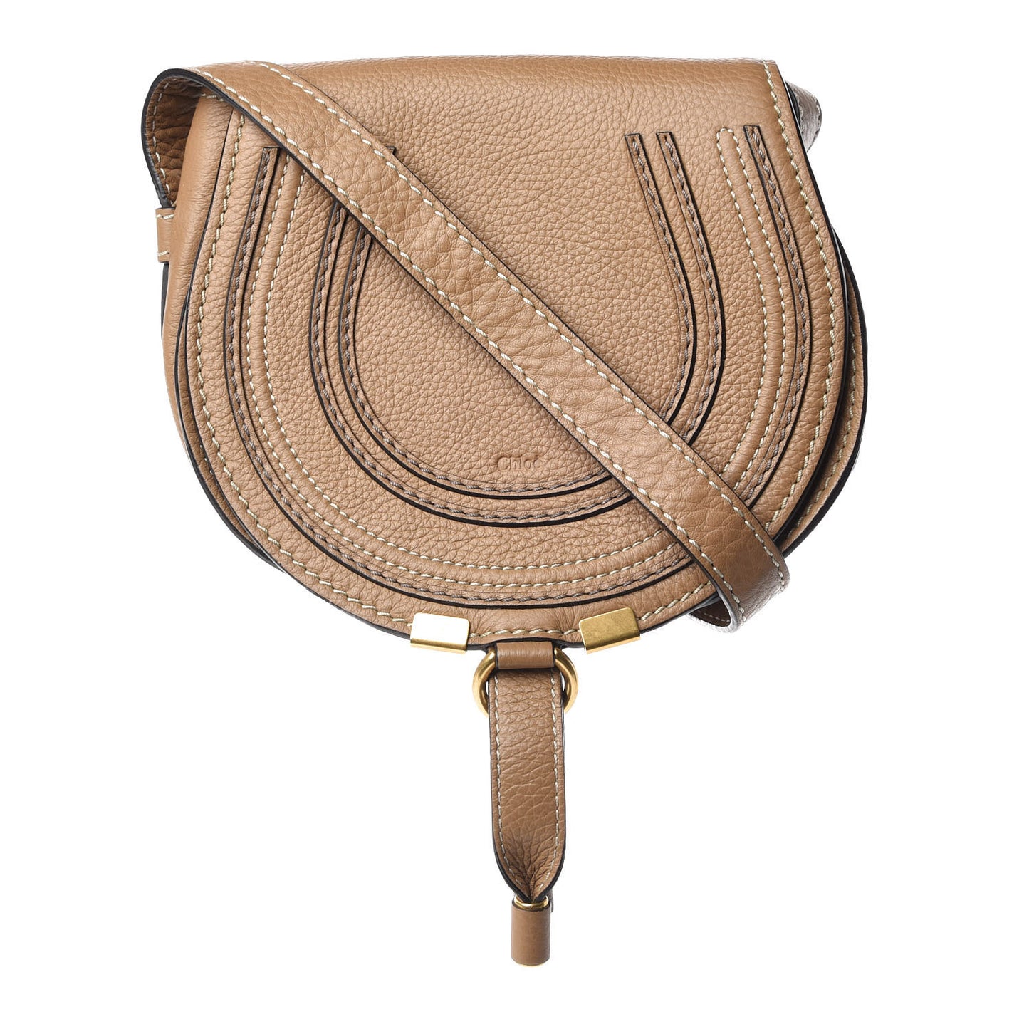 Calfskin Mini Marcie Round Crossbody Bag Nut