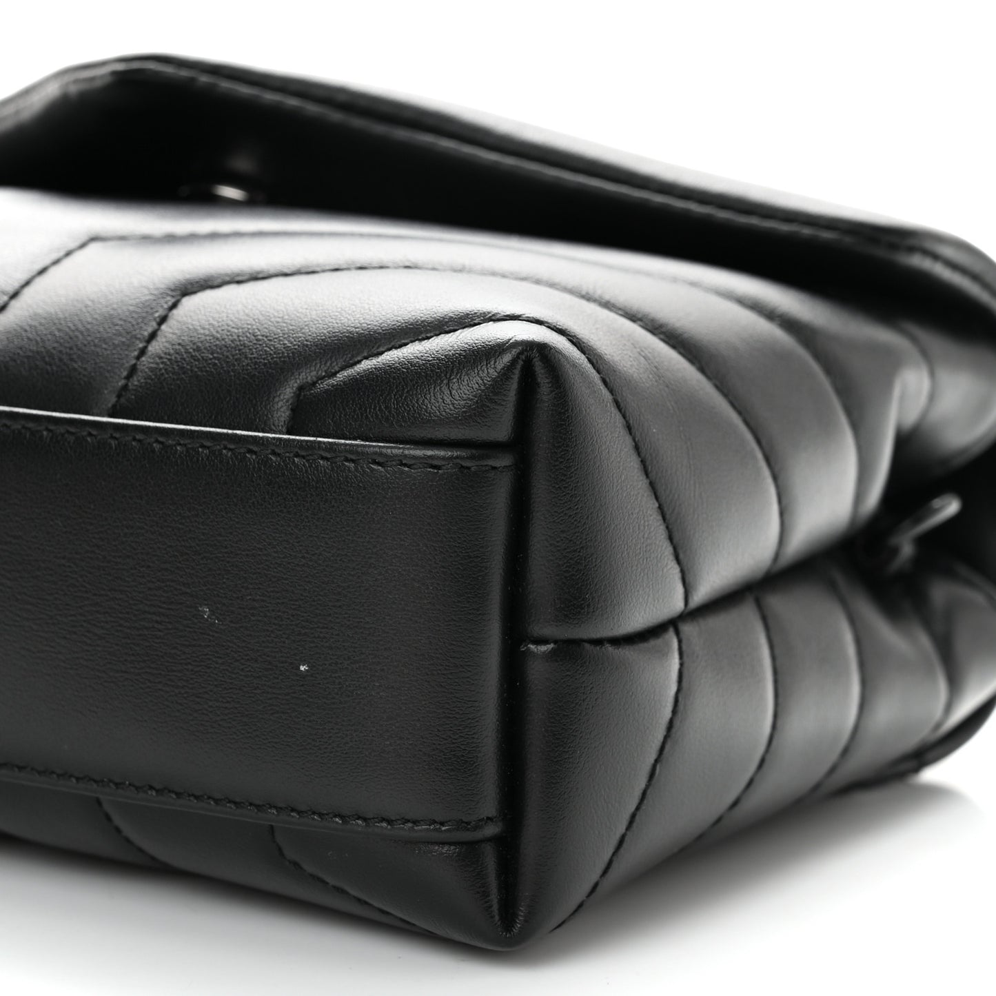 Calfskin Y Quilted Monogram Monochrome Toy Loulou Crossbody Bag Black
