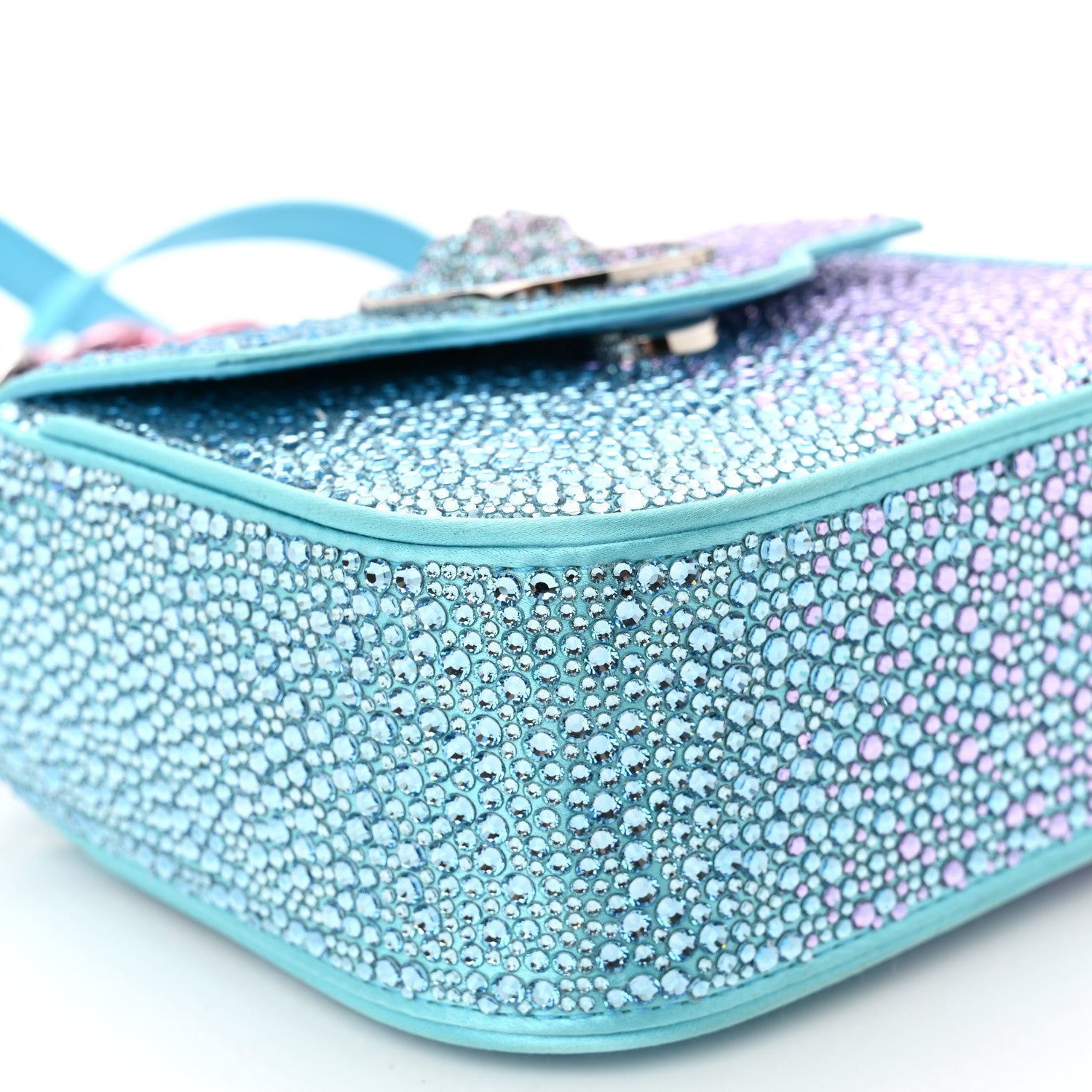 Versace Satin Crystal Studded Mini La Medusa Bag Blue 10 of 11