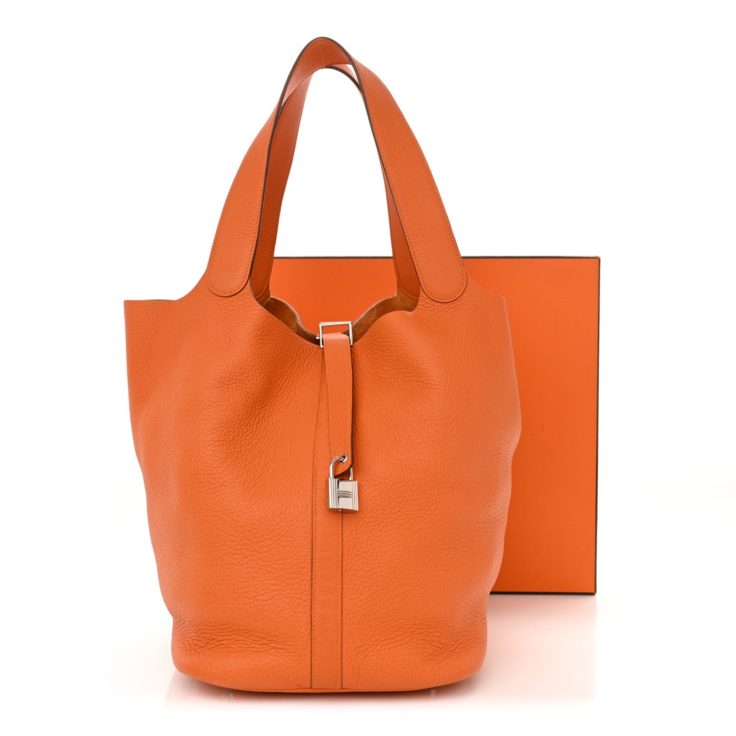 Hermes Taurillon Clemence Picotin Lock 26 GM Orange 12 of 12