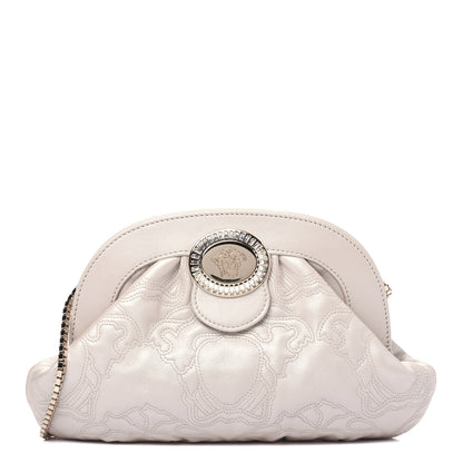 Versace Nappa Barocco Quilted Medusa Chain Clutch Bone 1 of 11