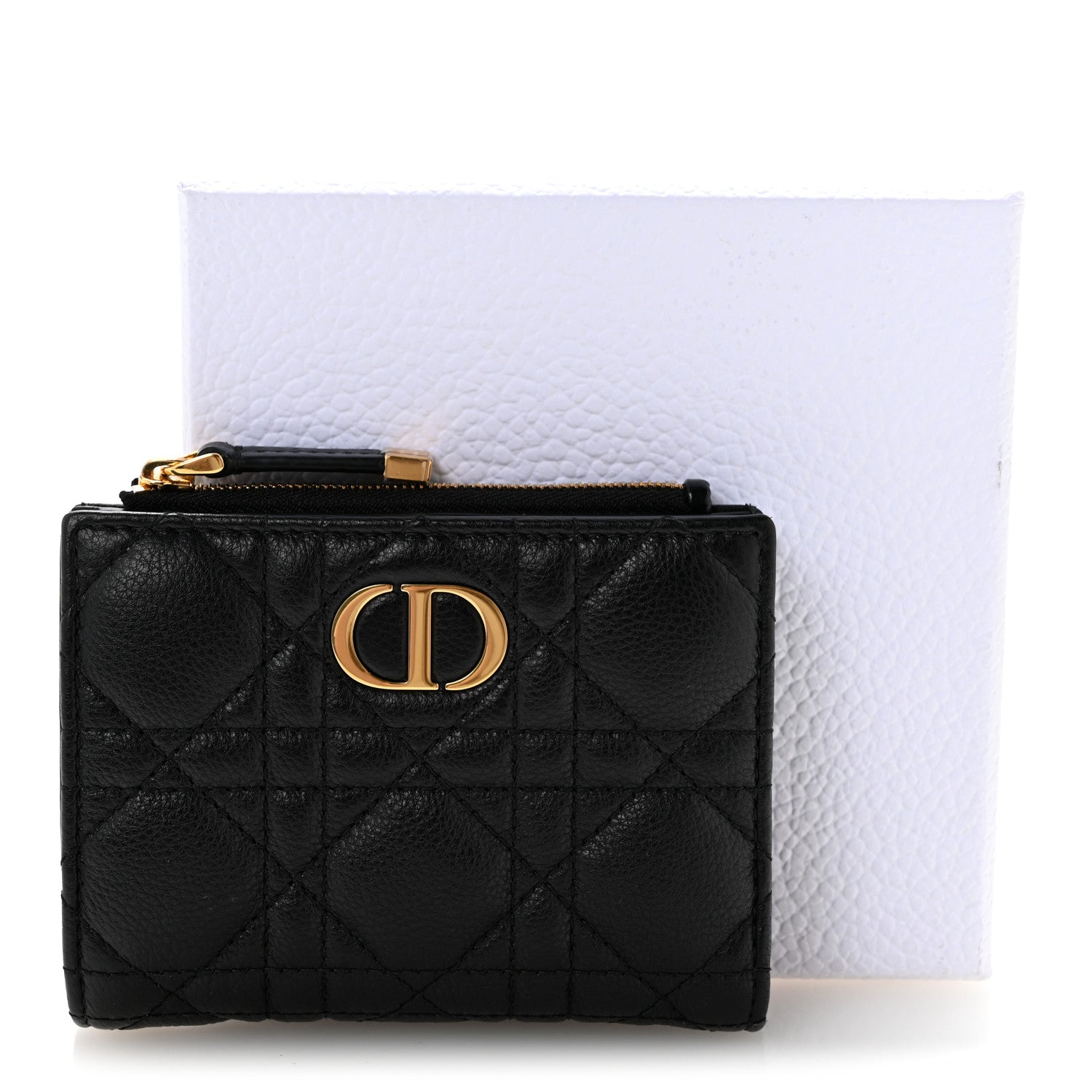Christian Dior Grained Calfskin Supple Cannage Caro Dahlia Wallet