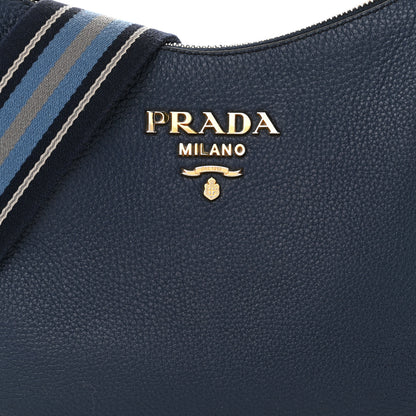 Prada Vitello Phenix Small Zippered Messenger Hobo Baltico 7 of 10