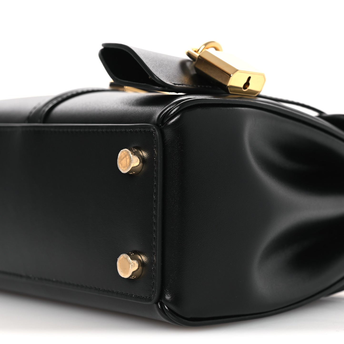 Satinated Calfskin Mini 16 Top Handle Bag Black