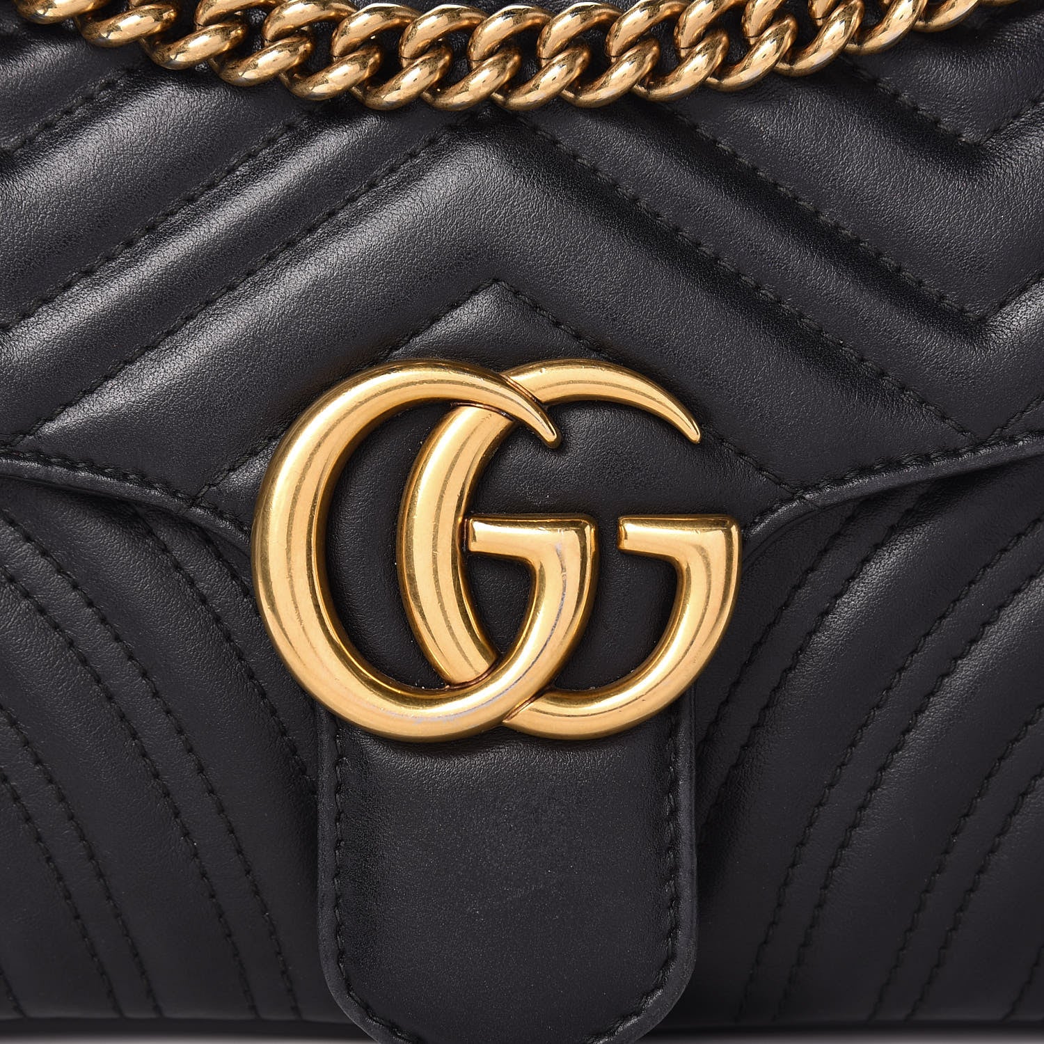 Gucci Calfskin Matelasse Small GG Marmont Shoulder Bag Black 10 of 14