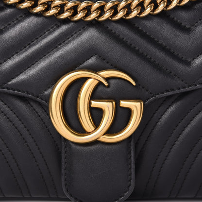 Gucci Calfskin Matelasse Small GG Marmont Shoulder Bag Black 10 of 14