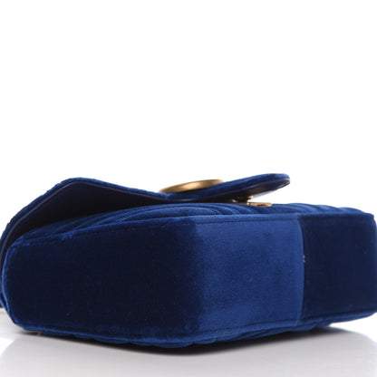 Gucci Velvet Matelasse Mini GG Marmont Shoulder Bag Cobalt Blue 6 of 10