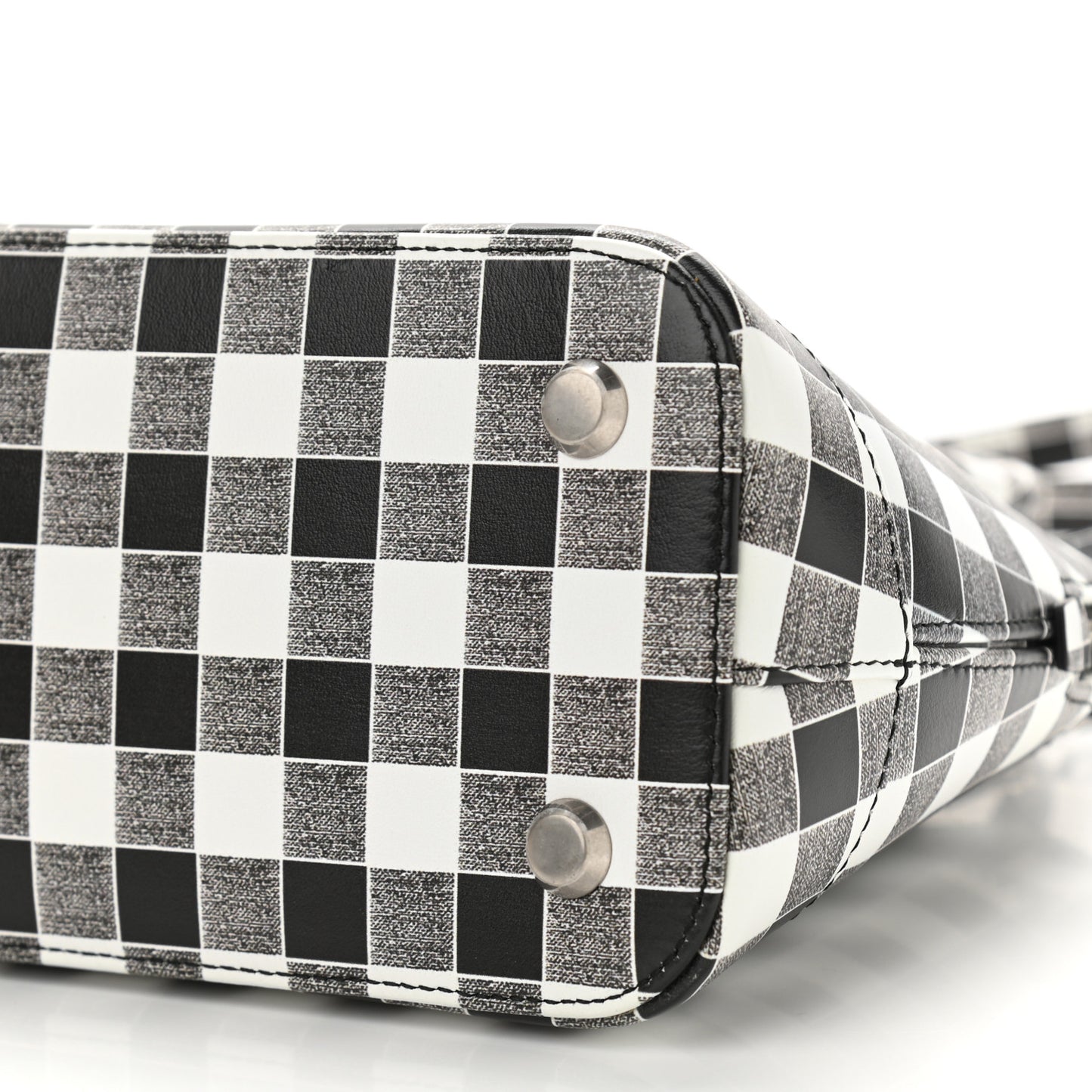 Calfskin Checked S Ville Top Handle Bag Black
