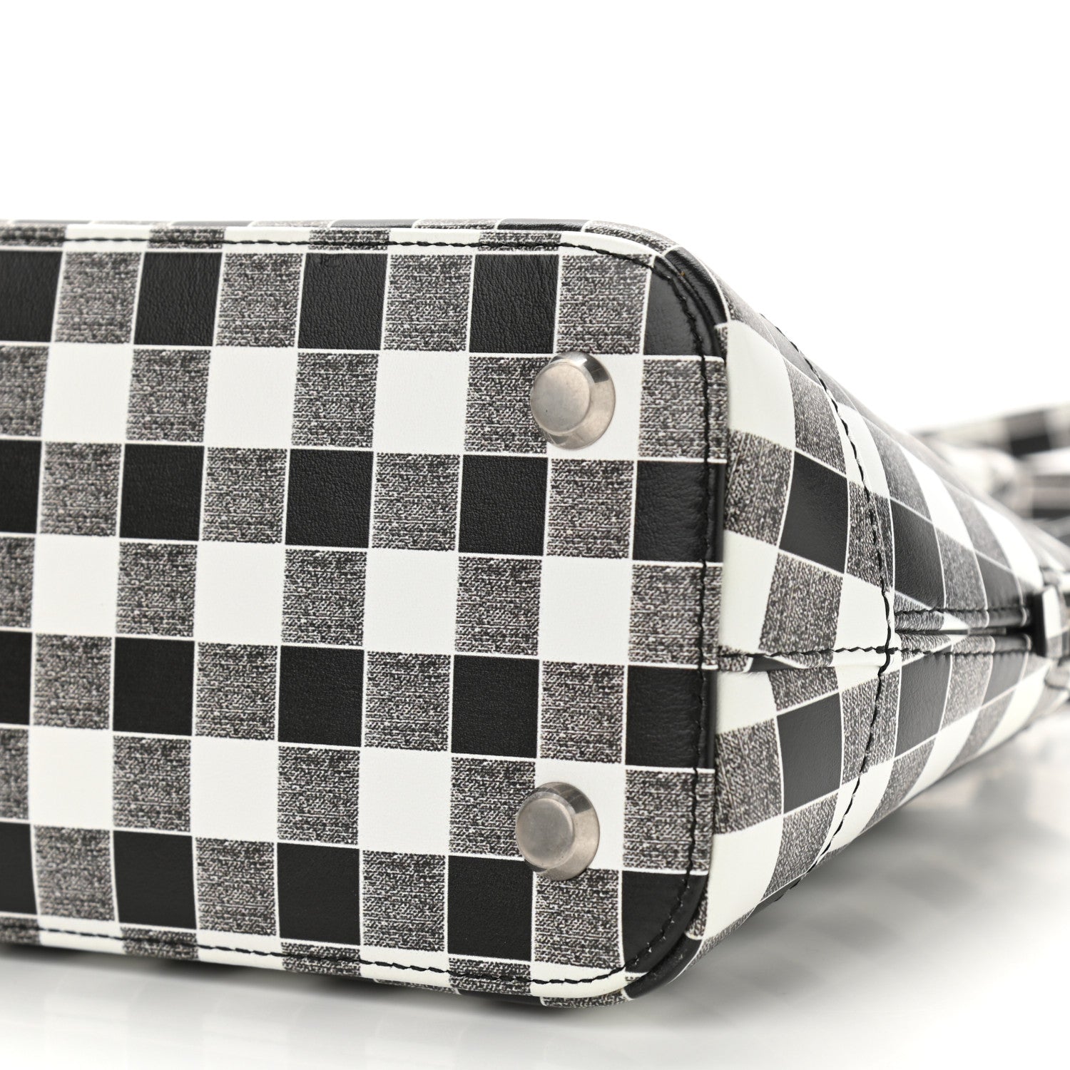 Balenciaga Calfskin Checked S Ville Top Handle Bag Black 8 of 8