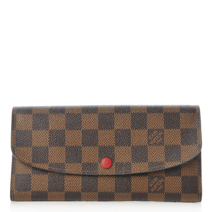 Louis Vuitton Damier Ebene Emilie Wallet Red 1 of 8