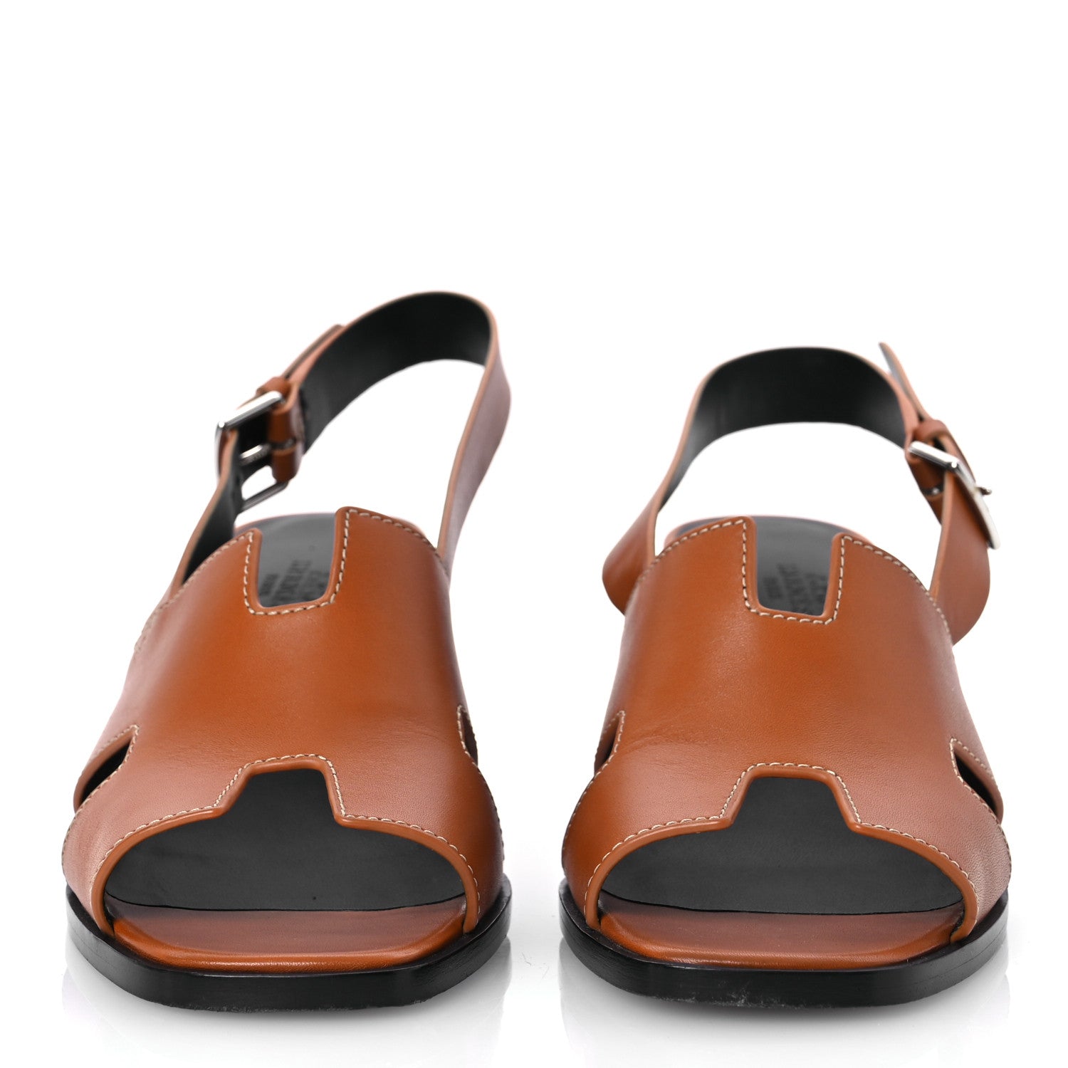 Hermes Calfskin Elbe 60 Sandals 38.5 Marron Glaise 3 of 13