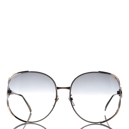 Gucci Metal Oversized Round Frame GG0225S Sunglasses Gold 2 of 8