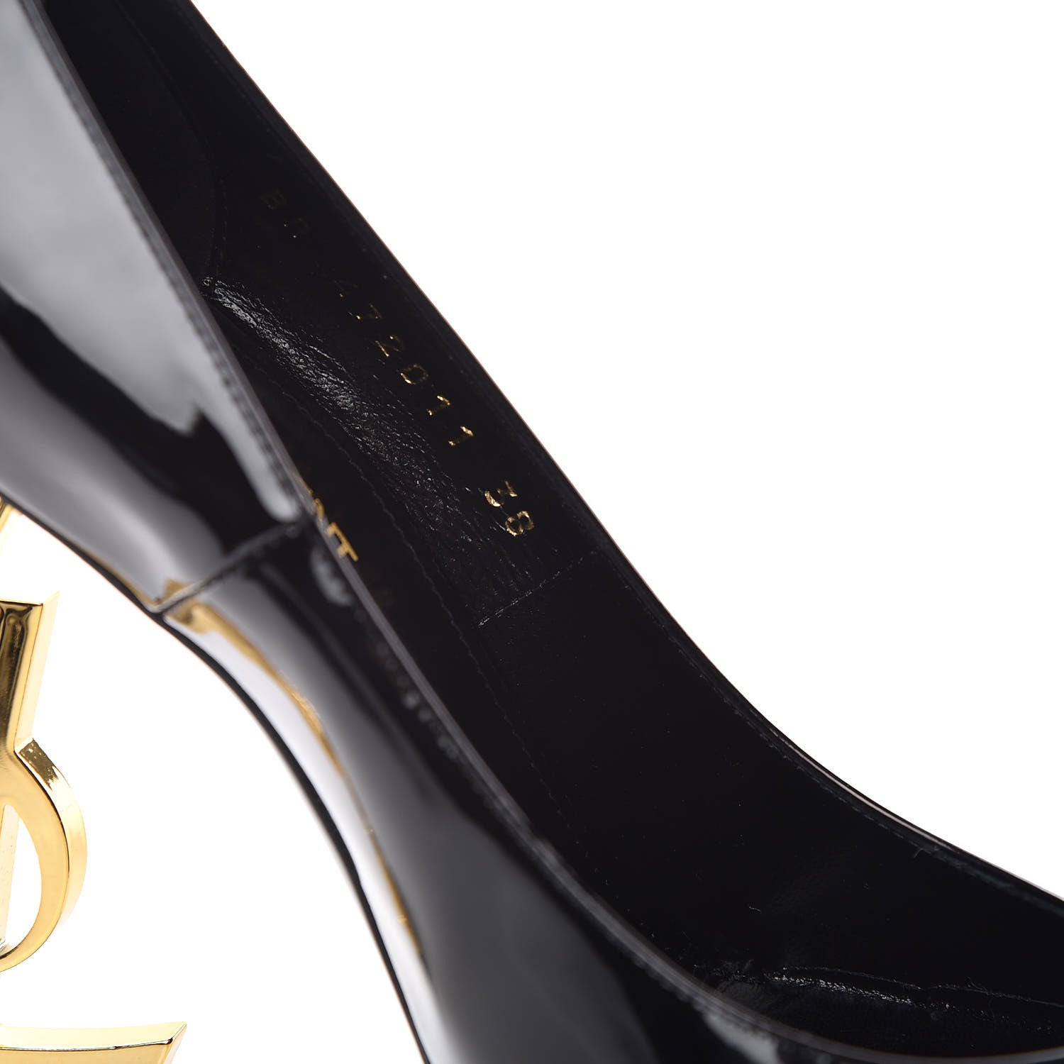 Saint Laurent Patent Calfskin Opyum 110 Pumps 38 Black Gold 7 of 9