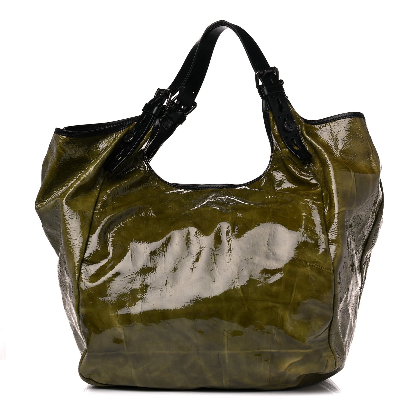 Crinkled Patent Hobo Green