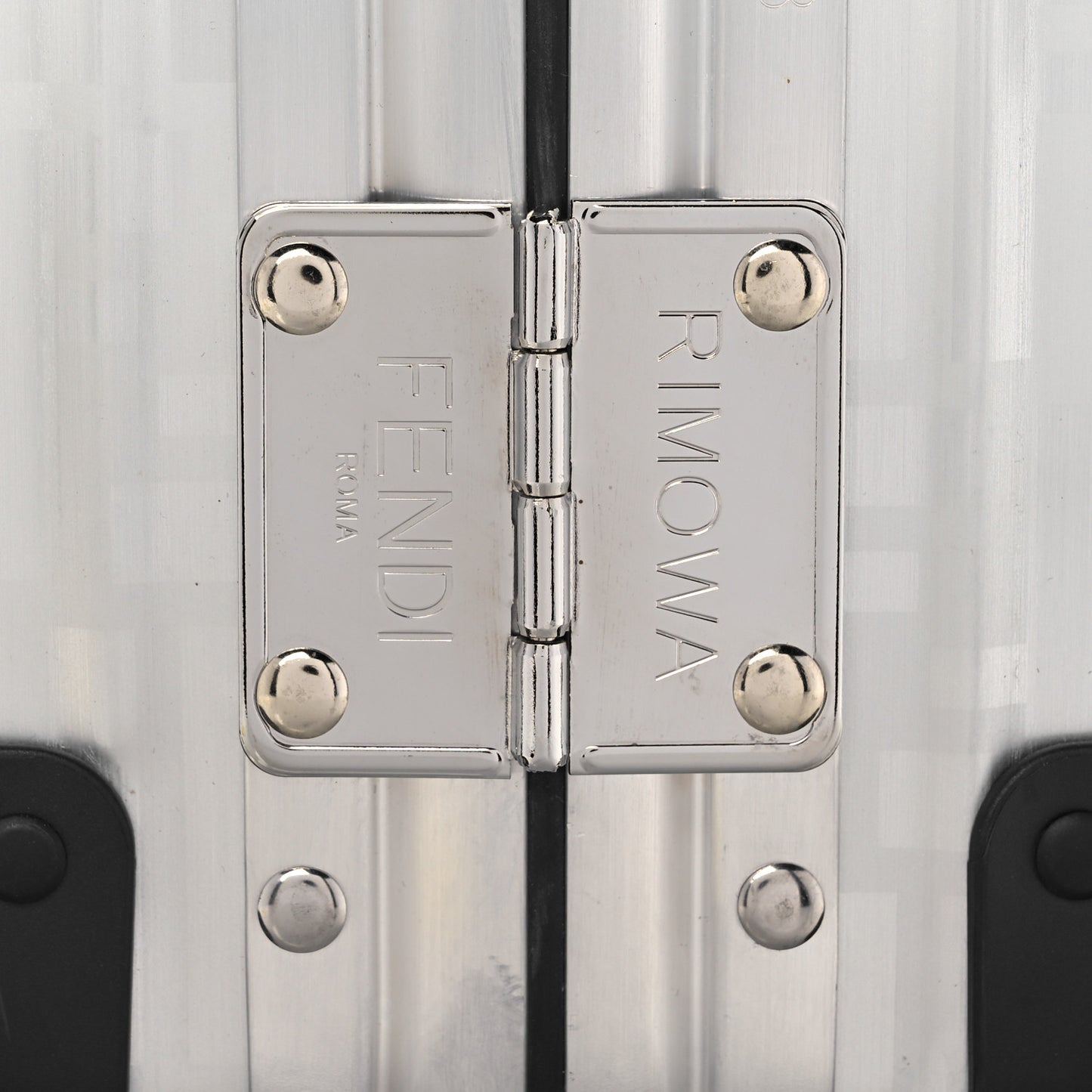 X RIMOWA Aluminum FF Print Roll Away Carry On Luggage Silver Red