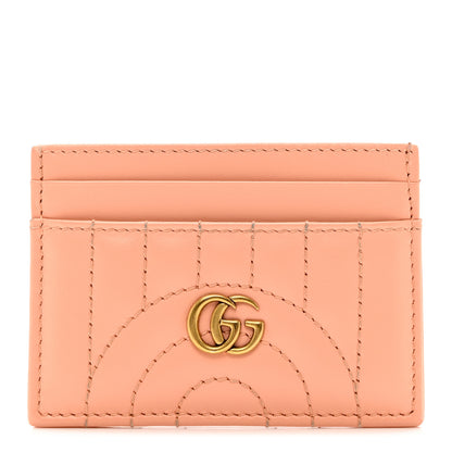 Gucci Calfskin Vertical Ring Matelasse GG Marmont Card Holder Peachy Chic 1 of 7