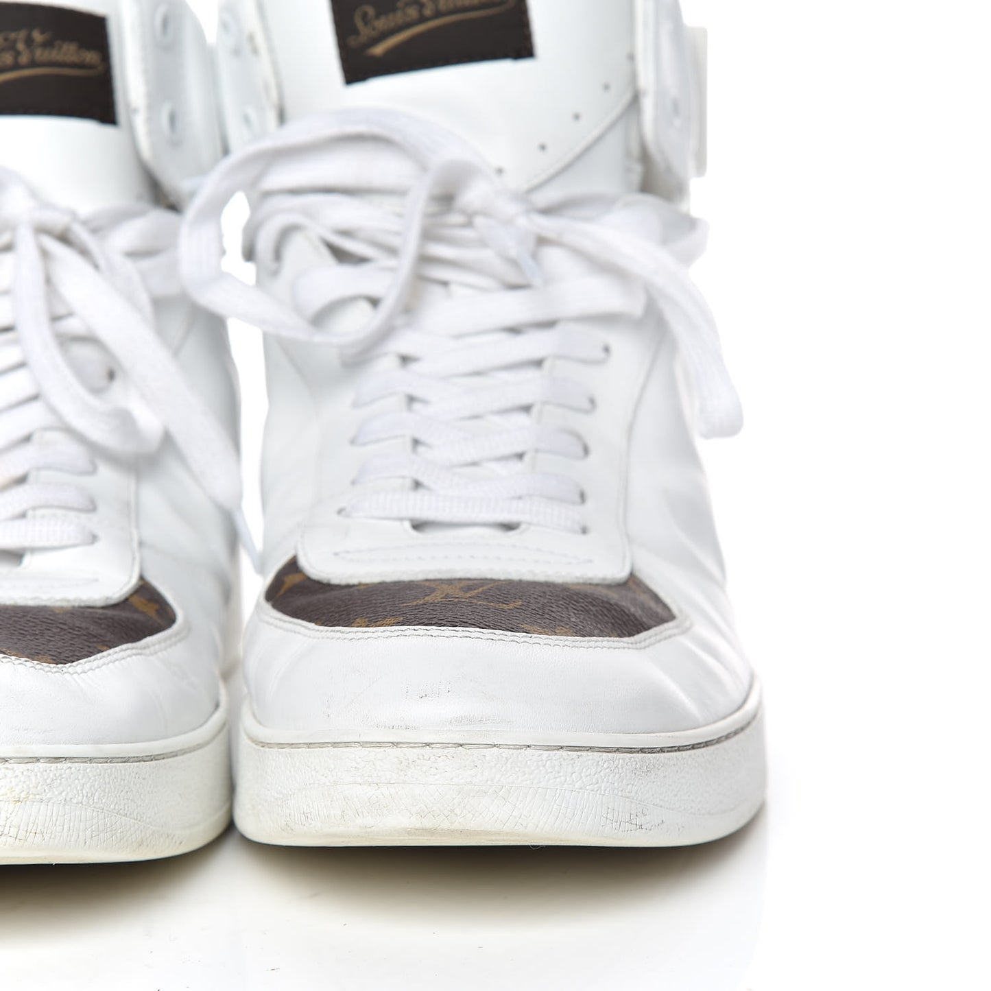 Calfskin Monogram Rivoli High Top Sneakers 10 White