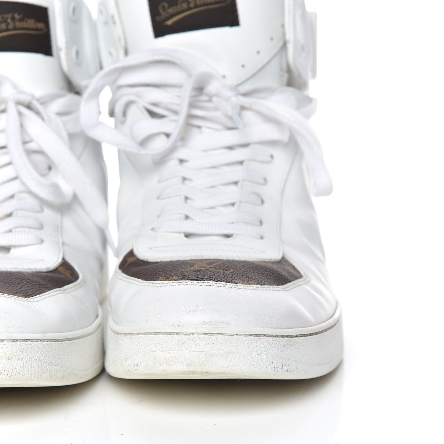 Louis Vuitton Calfskin Monogram Rivoli High Top Sneakers 10 White 17 of 22