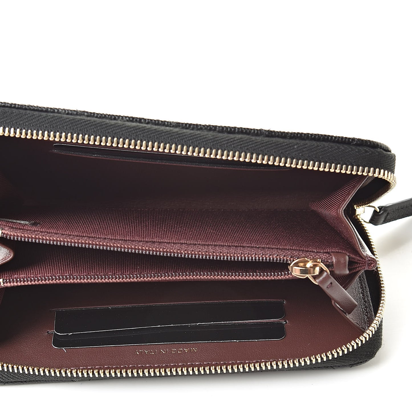 Caviar Quilted Small Zip Around Wallet Black