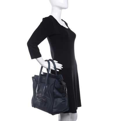 Celine Drummed Calfskin Mini Luggage Blue 2 of 11